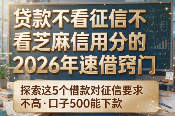 贷款不看征信不看芝麻信用分的2026年速借窍门，探索这5个借款对征信要求不高口子500能下款