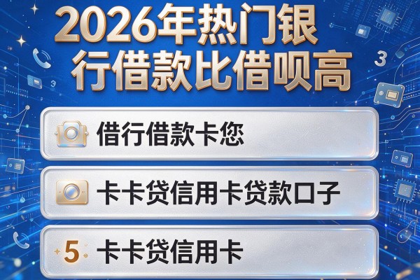 2026年热门银行借款比借呗高，为您汇总5个卡卡贷信用卡贷款口子