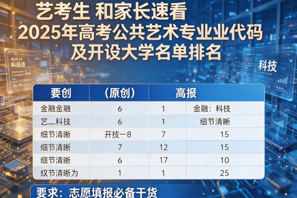 艺考生和家长速看2025年高考公共艺术专业代码及开设大学名单排名(原创)志愿填报必备干货