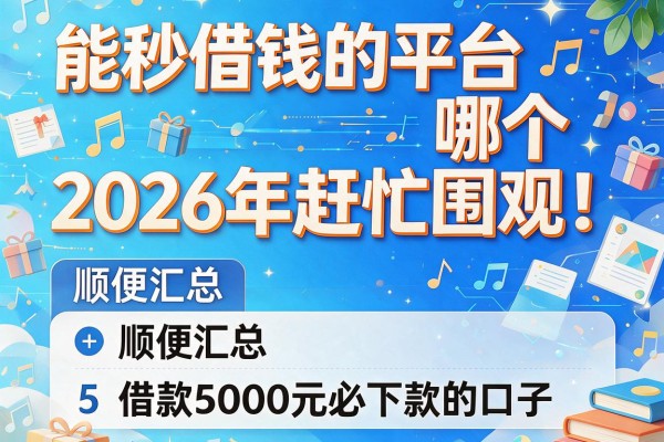 能秒借钱的平台哪个2026年赶忙围观！顺便汇总5个借款5000元必下款的口子