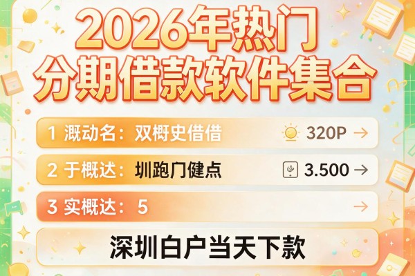 2026年热门分期借款软件集合,概括5个深圳白户当天下款