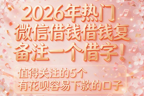 2026年热门微信借钱备注一个借字，值得关注的5个有花呗容易下款的口子
