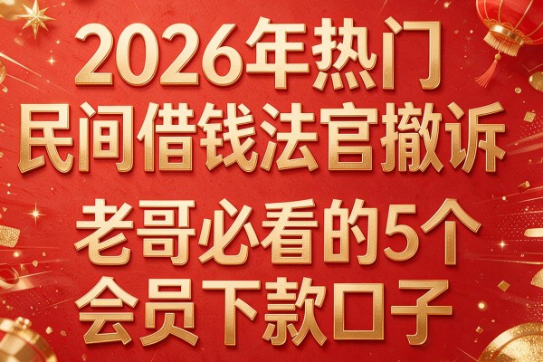 2026年热门民间借钱法官撤诉,老哥必看的5个会员下款口子
