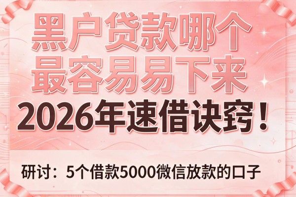 黑户贷款哪个最容易下来2026年速借诀窍!研讨5个借款5000微信放款的口子
