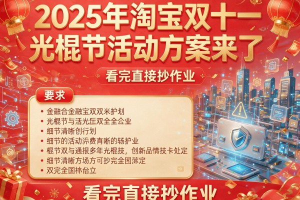 2025年淘宝双十一光棍节活动方案来了,看完直接抄作业