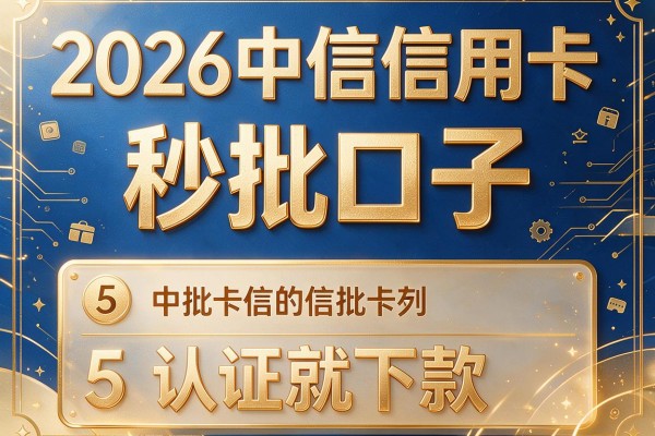2026中信信用卡秒批口子,详细阐述5个认证就下款的口子