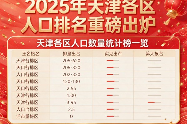 2025年天津各区人口排名重磅出炉 天津各区人口数量统计榜一览