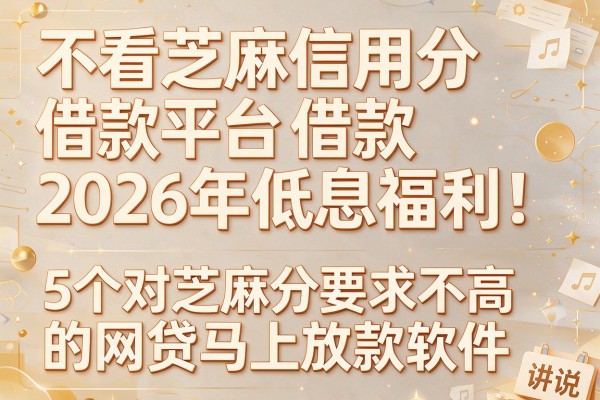 不看芝麻信用分借款平台2026年低息福利!讲说5个对芝麻分要求不高的网贷马上放款软件