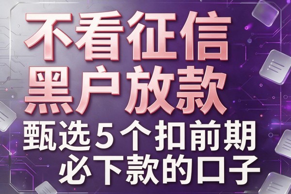 不看征信黑户放款,甄选5个扣前期必下款的口子