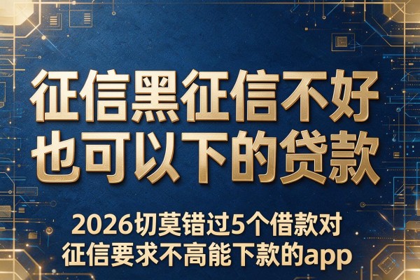 征信黑征信不好也可以下的贷款,2026切莫错过5个借款对征信要求不高能下款的app