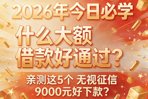 2026年今日必学:什么大额借款好通过?亲测这5个无视征信、9000元好下款的APP