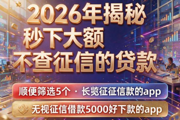 2026年揭秘秒下大额不查征信的贷款，顺便筛选5个无视征信借款5000好下款的app