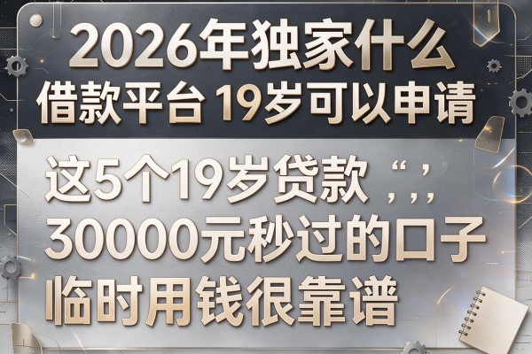 2026年独家什么借款平台19岁可以申请,这5个19岁贷款30000元秒过的口子临时用钱很靠谱