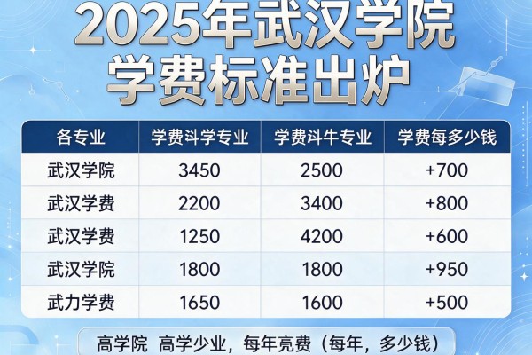 2025年武汉学院学费标准出炉,各专业学费每年多少钱