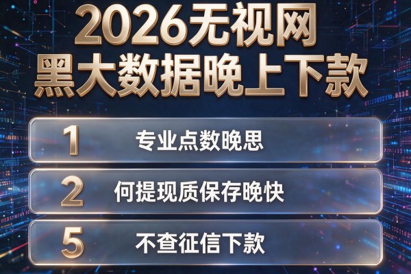 2026无视网黑大数据晚上下款,对比5个不查征信下款快