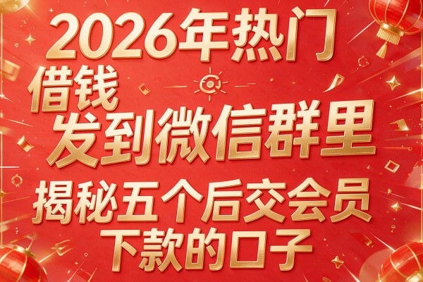 2026年热门借钱发到微信群里，揭秘五个后交会员下款的口子