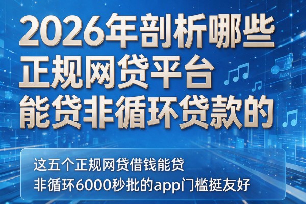 2026年剖析哪些正规网贷平台能贷非循环贷款的,这五个正规网贷借钱能贷非循环6000秒批的app门槛挺友好