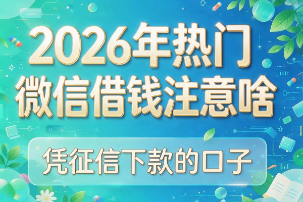 2026年热门微信借钱注意啥,凭征信下款的口子