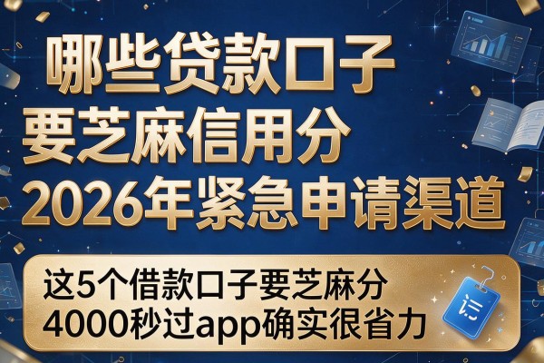 哪些贷款口子要芝麻信用分2026年紧急申请渠道，这5个借款口子要芝麻分4000秒过app确实很省力