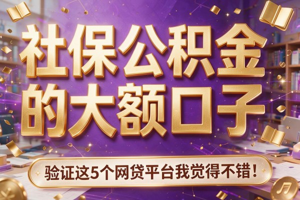 社保公积金的大额口子,验证这5个网贷平台我觉得不错!