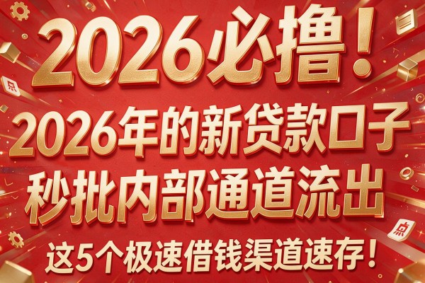2026必撸！2026年的新贷款口子秒批内部通道流出，这5个极速借钱渠道速存！