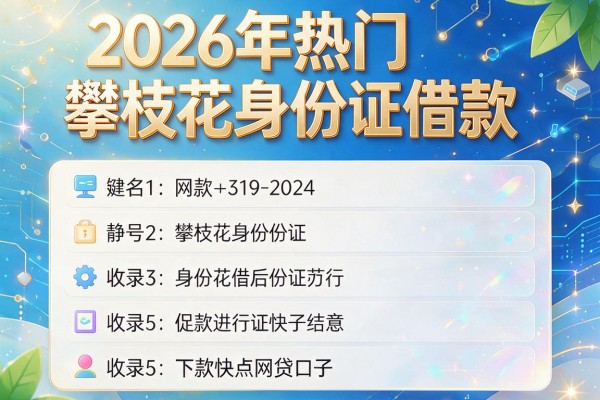 2026年热门攀枝花身份证借款,收录5个下款快点网贷口子