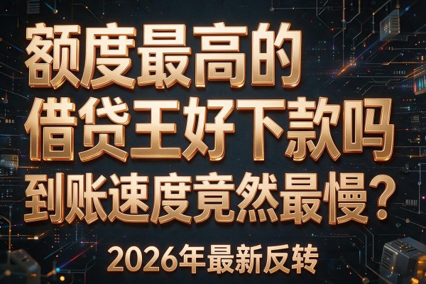 额度最高的"借贷王好下款吗"到账速度竟然最慢？2026年最新反转