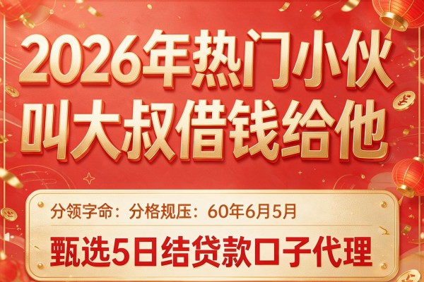 2026年热门小伙叫大叔借钱给他,甄选5个日结贷款口子代理