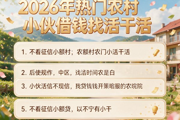 2026年热门农村小伙借钱找活干活,详细阐述5个不看征信小额贷