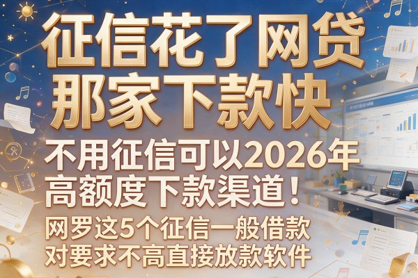 征信花了网贷那家下款快,不用征信可以2026年高额度下款渠道!网罗这5个征信一般借款对要求不高直接放款软件