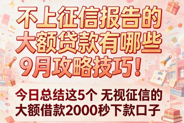 不上征信报告的大额贷款有哪些9月攻略技巧!今日总结这5个无视征信的大额借款2000秒下款口子