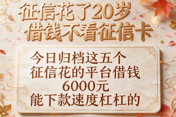征信花了20岁借钱不看征信卡,今日归档这五个征信花的平台借钱6000元能下款速度杠杠的