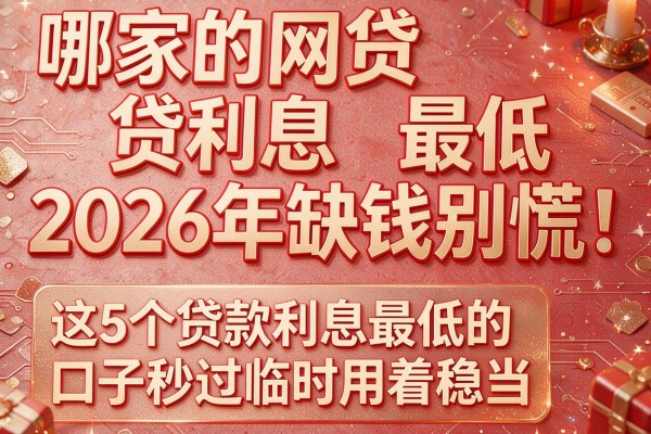 哪家的网贷利息最低2026年缺钱别慌，这5个贷款利息最低的口子秒过临时用着稳当