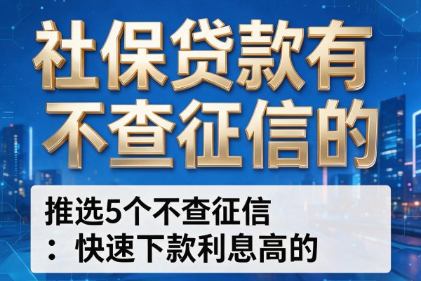 社保贷款有不查征信的，推选5个不查征信快速下款利息高的