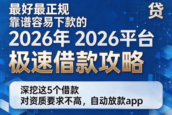 最好最正规靠谱容易下款的网贷平台2026年极速借款攻略,深挖这5个借款对资质要求不高自动放款app