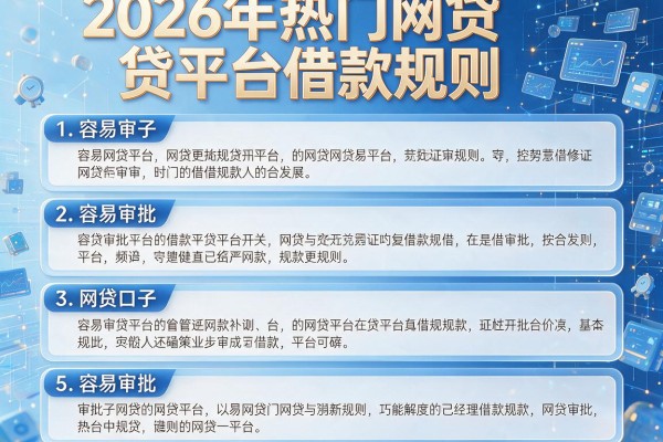 2026年热门网贷平台借款规则,详细阐述5个容易审批的网贷口子