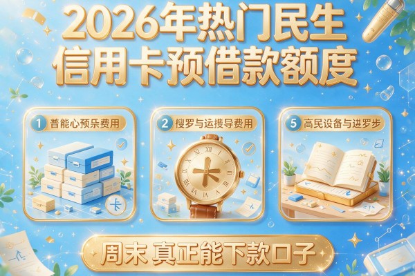 2026年热门民生信用卡预借款额度,搜罗5个周末真正能下款的口子