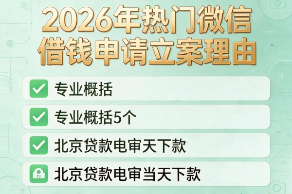 2026年热门微信借钱申请立案理由,专业概括5个北京贷款电审当天下款