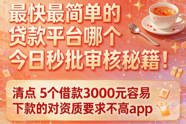 最快最简单的贷款平台哪个今日秒批审核秘籍!清点5个借款3000元容易下款的对资质要求不高app