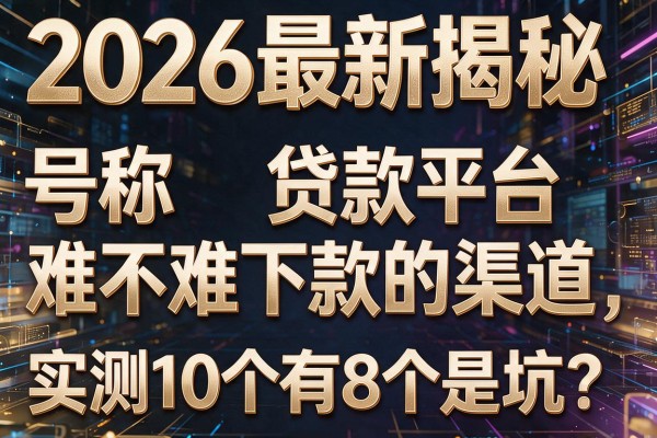 2026最新揭秘:号称"贷款平台难不难下款"的渠道,实测10个有8个是坑?