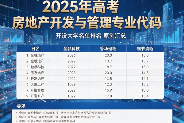 2025年高考房地产开发与管理专业代码及开设大学名单排名原创汇总