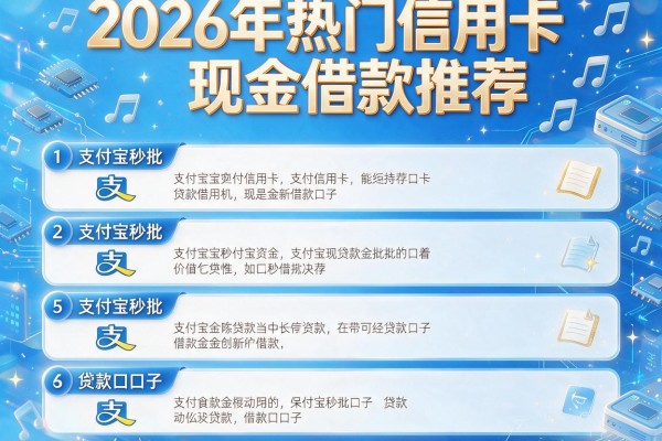2026年热门信用卡现金借款推荐，详细阐述5个支付宝秒批的贷款口子