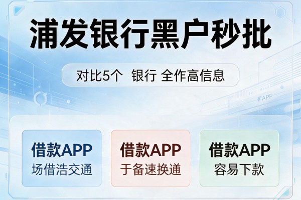 浦发银行黑户秒批,对比5个借款APP容易下款