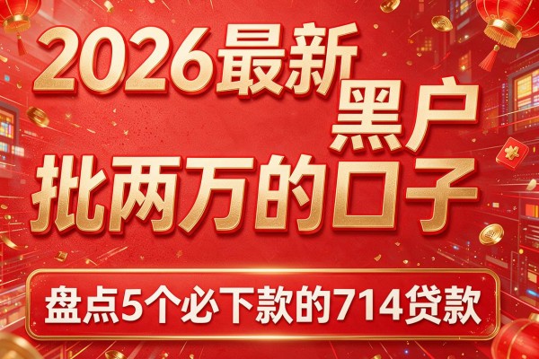 2026最新黑户批两万的口子,盘点5个必下款的714贷款