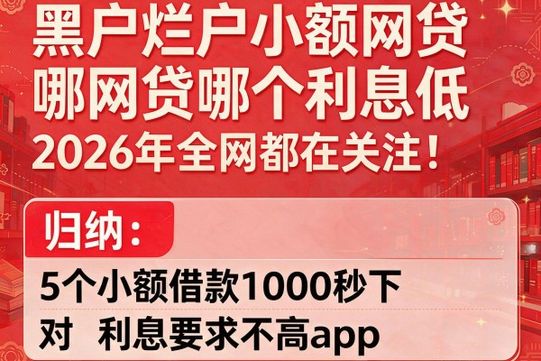黑户烂户小额网贷哪个利息低2026年全网都在关注!归纳5个小额借款1000秒下对利息要求不高app
