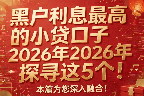 黑户利息最高的小贷口子2026年探寻这5个！本篇为您深入融合！