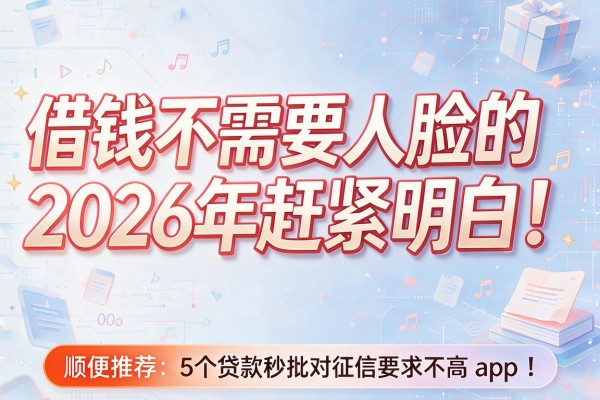 借钱不需要人脸的2026年赶紧明白！顺便推荐5个贷款秒批对征信要求不高app