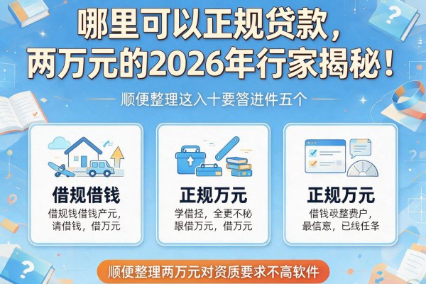 哪里可以正规贷款两万元的2026年行家揭秘!顺便整理这五个正规借钱两万元对资质要求不高软件