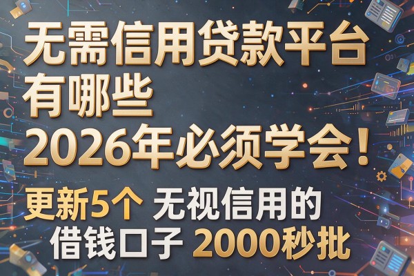 无需信用贷款平台有哪些2026年必须学会!更新5个无视信用的借钱口子2000秒批