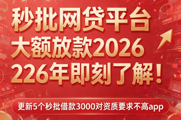 秒批网贷平台大额放款2026年即刻了解!更新5个秒批借款3000对资质要求不高app